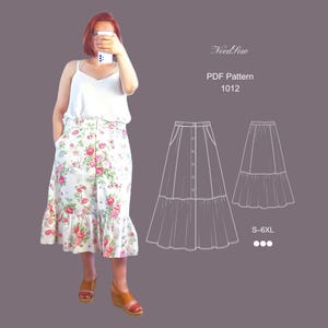 Digital sewing pattern of skirt in 9 sizes S-6XL with seam allowances / PDF A4/A1/A0 for downloading  / digital sewing pattern