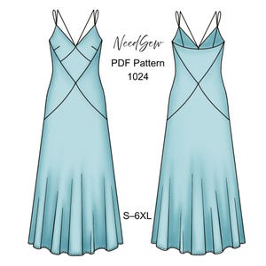 Slip Dress Sewing Pattern: S-6XL, Seam Allowances Included (PDF A4, Letter, A0)