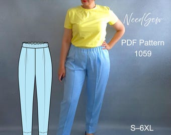 Women's Sewing Pattern for Pants, S-6XL, PDF A4, Letter, Plotter 120cm