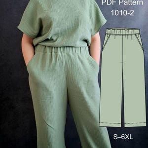 Pants Sewing Pattern: Women&#39;s Sizes S-6XL (PDF A4, A0, A1), seam allowance, youtube tutorial