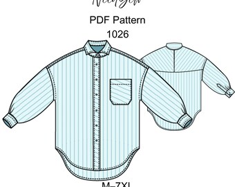 Women's Shirt Sewing Pattern: M-7XL Sizes, PDF A4, A0