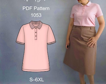 Polo Shirt Sewing Pattern PDF: Sizes S-6XL, A4, Letter, A0 Included