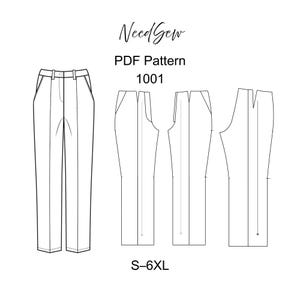 Self-modeling Sewing Pattern: Women's Pants, Sizes S-6XL, PDF A0, A1, A4, Letter