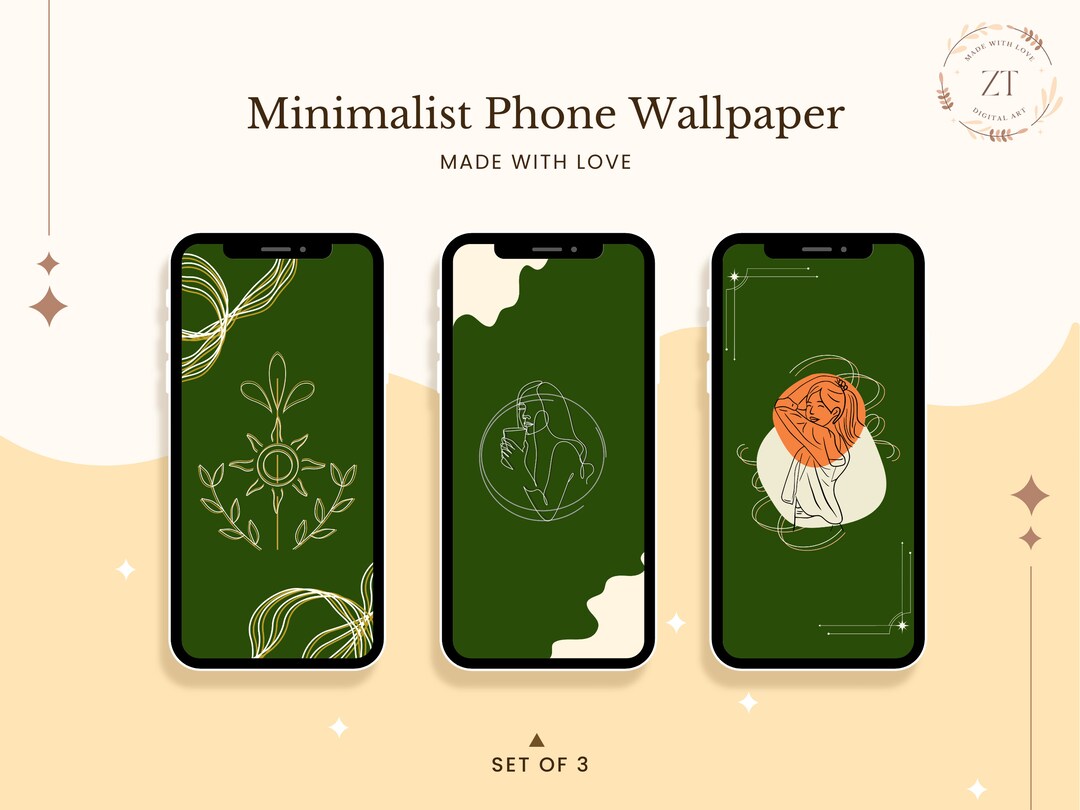 Minimalist Green Wallpaper Bundle for Ios Android - Etsy