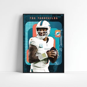 Tua Tagovailoa Poster, Miami Dolphins Poster, Football Prints, Football Home Decor, Football Wall Art, NFL Poster, Football Fan Gift