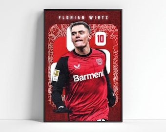 Póster de Florian Wirtz: Arte futbolístico del Bayer Leverkusen (impresión digital)