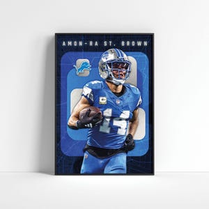 Amon-Ra St. Brown Poster, Detroit Lions Prints, Football Poster, Football Wall Art, Sports Decor, NFL Printable Poster, Football Fan Gift