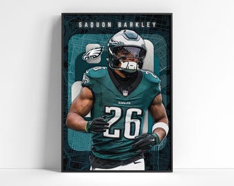 Poster degli Eagles di Saquon Barkley: arte del football NFL (download digitale)