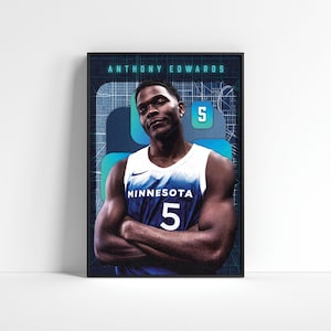 Anthony Edwards Poster, Minnesota Timberwolves Poster, Basketball Decor, Sports Wall Art, Basketball Wall Art, Sports Gift, Basketball Gift