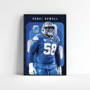 Penei Sewell Detroit Lions Poster: NFL Football Art (Digital Download)