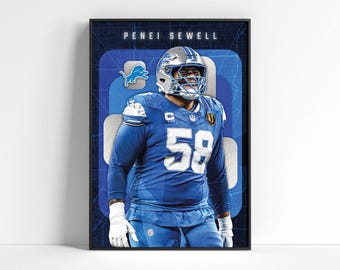 Penei Sewell Detroit Lions Poster: NFL Football Art (Digital Download)
