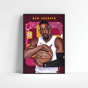 Póster de Bam Adebayo del Miami Heat: regalo para un fan del baloncesto (impresión digital)