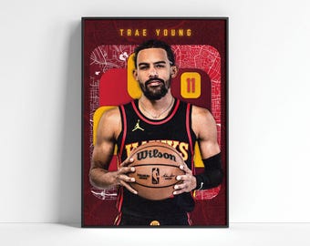 Trae Young Atlanta Hawks Poster: NBA Wall Art (Digital Print)