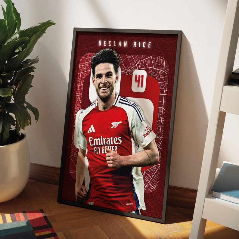 Declan Rice Poster, Arsenal Poster, Football Prints, Declan Rice Print ...