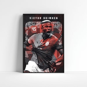 Pôster de Victor Osimhen, pôster do Galatasaray, arte impressa de Victor Osimhen, arte de parede de futebol, decoração de casa de futebol, pôster esportivo, presente de futebol