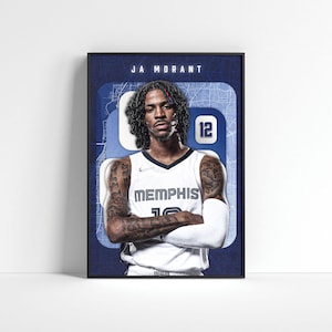 Ja Morant Poster, Memphis Grizzlies Poster, Basketball Dekor, Sport Dekore, NBA Wandkunst, NBA Prints, Basketball Fan Geschenk, Spieler Poster