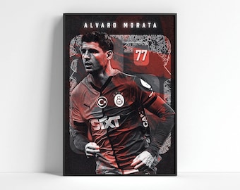Alvaro Morata Galatasaray Poster, Soccer Wall Art (Digital Print)