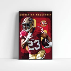 Póster de los 49ers de Christian McCaffrey: Arte de fútbol americano de la NFL (descarga digital)