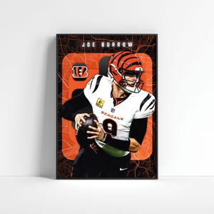 Joe Burrow Poster, Cincinnati Bengals Poster, Football Prints, Sports Home Decor, Football Wall Art, NFL Poster, Football Fan Gift