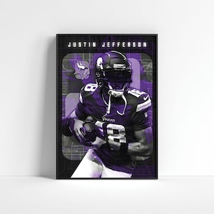 Justin Jefferson Poster, Minnesota Vikings Poster, Football Prints, Sports Decor, Football Wall Art, NFL Posters, Football Fan Gift
