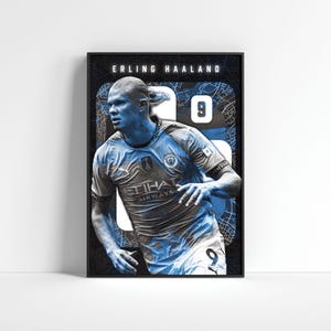 Erling Haaland Poster, Manchester City Poster, Erling Haaland Print Art, Manchester City Fan Gift, Soccer Prints, Sports Poster, Wall Art