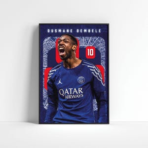 Ousmane Dembele Poster, Paris Saint-Germain Poster, Ousmane Dembele Druckkunst, Fußballspieler Poster, Fußball Drucke, Geschenk Fußball Fan