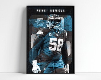 Penei Sewell Detroit Lions Poster: NFL Football Art (Digital Download)