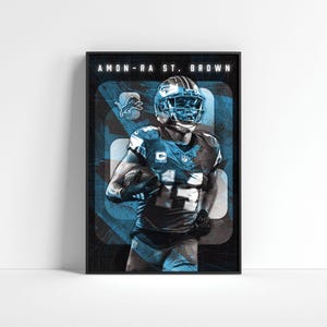 Amon-Ra St. Brown Poster, Detroit Lions Poster, Football Prints, Football Wall Art, Sports Decor, NFL Printable Poster, Football Fan Gift