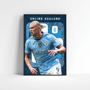 Erling Haaland Poster, Manchester City Poster, Erling Haaland Print Art, Manchester City Fan Gift, Football Prints, Sports Poster, Wall Art