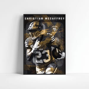 Póster de los 49ers de Christian McCaffrey: Arte de fútbol americano de la NFL (descarga digital)