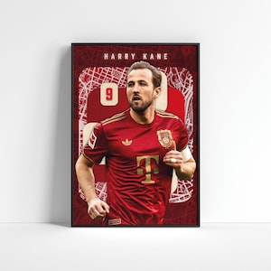 Harry Kane Poster, Bayern Munich Poster, Harry Kane Print Art, Football Wall Art, Football Bedroom Art, Sports Poster, Soccer Home Decor