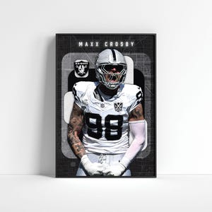 Maxx Crosby Poster, Las Vegas Raiders Poster, Football Prints, Sports Home Decor, Football Wall Art, NFL Poster, Football Gift, Sport Gift