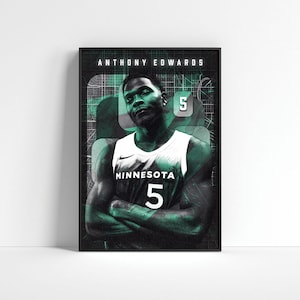 Anthony Edwards Poster, Minnesota Timberwolves Poster, Basketball Decor, Sports Wall Art, Basketball Wall Art, Sports Gift, Basketball Gift