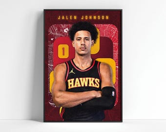 Jalen Johnson Atlanta Hawks Poster: NBA Spieler Wandkunst (Digitaler Download)