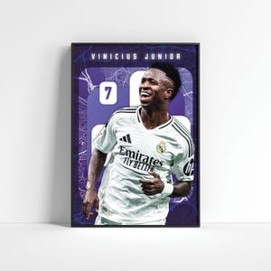 Vinicius Junior Poster, Real Madrid Poster, Vinicius Junior Print Art, Football Wall Art, Soccer Home Decor, Real Madrid Gift, Sports Poster