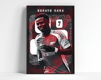 Póster del Arsenal de Bukayo Saka: Mapa de Londres, arte futbolístico (impresión digital)