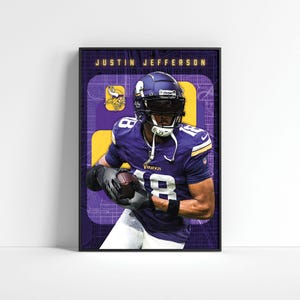 Justin Jefferson Poster, Minnesota Vikings Poster, Football Prints, Sports Decor, Football Wall Art, NFL Poster, Football Gift, Sports Gift