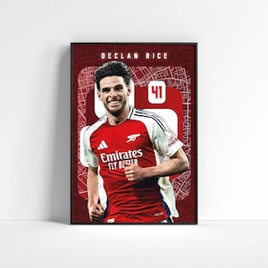 Declan rijst poster, Arsenal poster, voetbal prints, Declan rijst print kunst, voetbal kunst aan de muur, voetbal Home decor, sport poster, voetbal cadeau