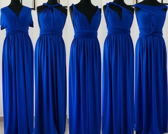 Robe de demoiselle d’honneur - robe cocktail - couleur bleu roi - robe infinity - mariage fille d’honneur - robe convertible mariage