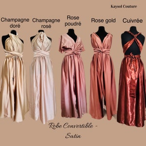 Robe de demoiselle dhonneur en Satin Robe de Soiree en Satin Robe infinity Robe de convertible Choix Couleur Champagne Dusty image 1