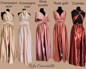 Satin Bridesmaid Dress - Satin Evening Dress - Infinity Dress - Convertible Dress - Choice of Color - Champagne- Dusty -