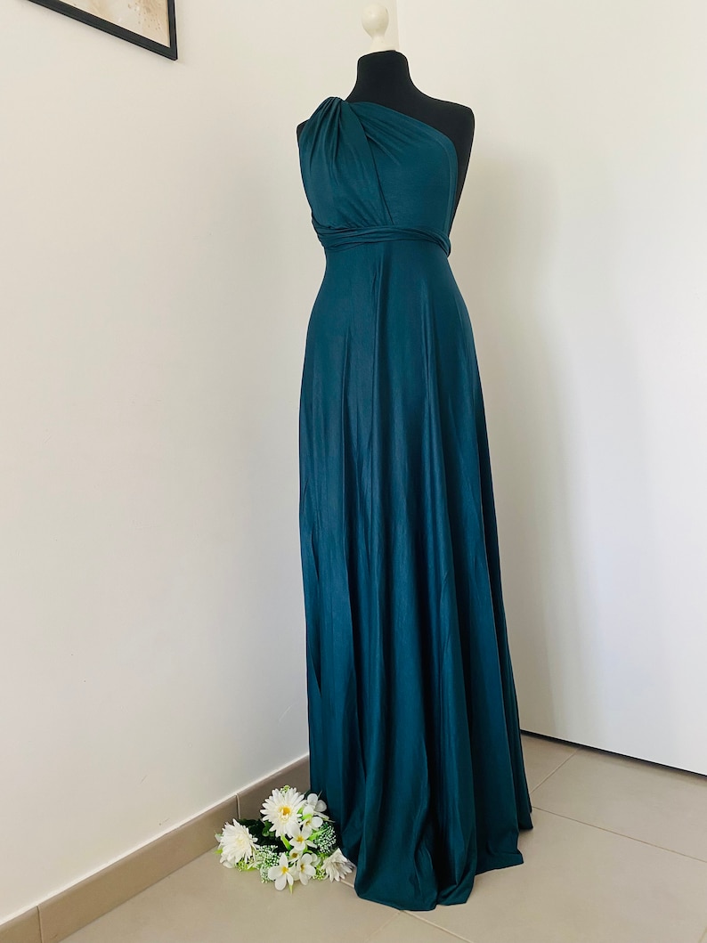 Robe de demoiselle dhonneur bleu canard robe cocktail couleur tendance robe infinity mariage fille dhonneur robe convertible image 4
