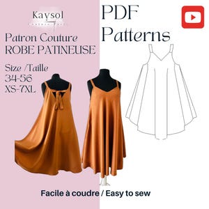 Skater dress - Sewing pattern pdf - French-English - With instructions - Flowing dress pattern - easy to sew - sewing model