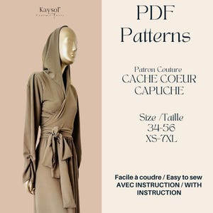 Vintage Heart Cover With Hood - French-English PDF sewing pattern - With instructions - Vintage blouse pattern - easy to sew -