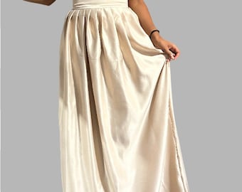 Robe demoiselle d'honneur champagne - avec poches - mariage - robe infinity en Soie  - robe invitée mariage - Robe en satin - Beige champagn