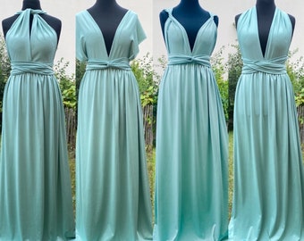 Robe de demoiselle d’honneur - robe cocktail - couleur vert mint - eau - robe infinity - mariage fille d’honneur - robe convertible mariage