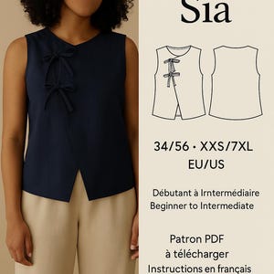 PDF-Muster zum Binden des Tops Sia | Einfaches Nähen | Größen 34–56 EU/US | Anfänger bis Fortgeschrittene | Französisch & Englisch | Deutsch