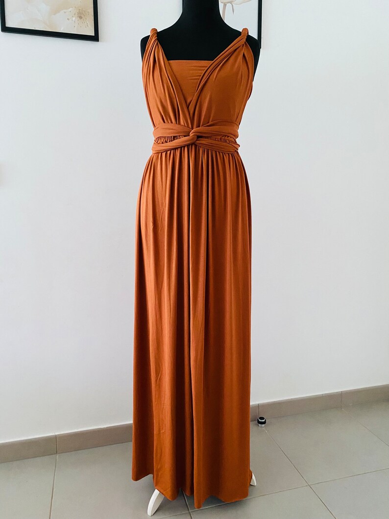 Robe de demoiselle dhonneur terracota robe cocktail Robe infinity mariage Robe Terracotta convertible Choix longueur image 4