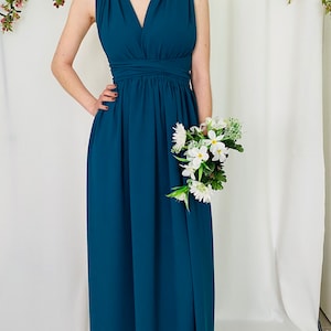 Robe de demoiselle dhonneur bleu canard robe cocktail couleur tendance robe infinity mariage fille dhonneur robe convertible image 1