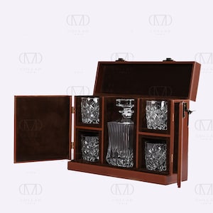 Leather Bar Case, Carry on Leather Box Bar Gift for Dad Full Grain leather Portable Bar Christmas Gift for Husband Home Bar Gift